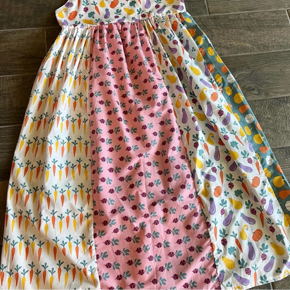 Whimsical Veggie Garden Dress Handmade with Shoulder Ties | SKU 08031 - Picture 7 of 10